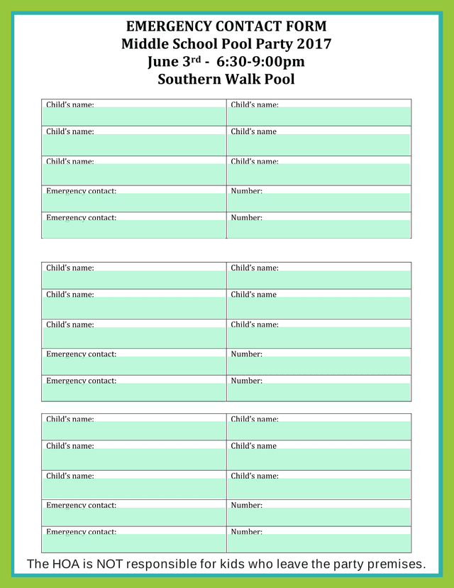 Emergency Contact Form screenshot