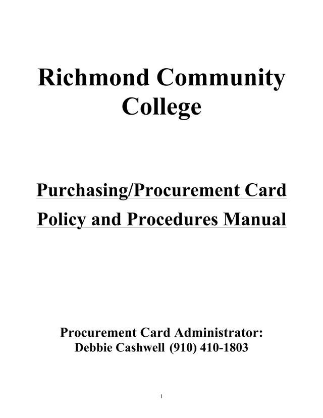 PurchasingProcurement Card Policy And Procedures Manual screenshot