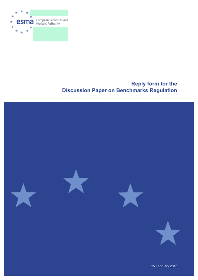 Reply Form For The Discussion Paper On Benchmarks Regulation screenshot