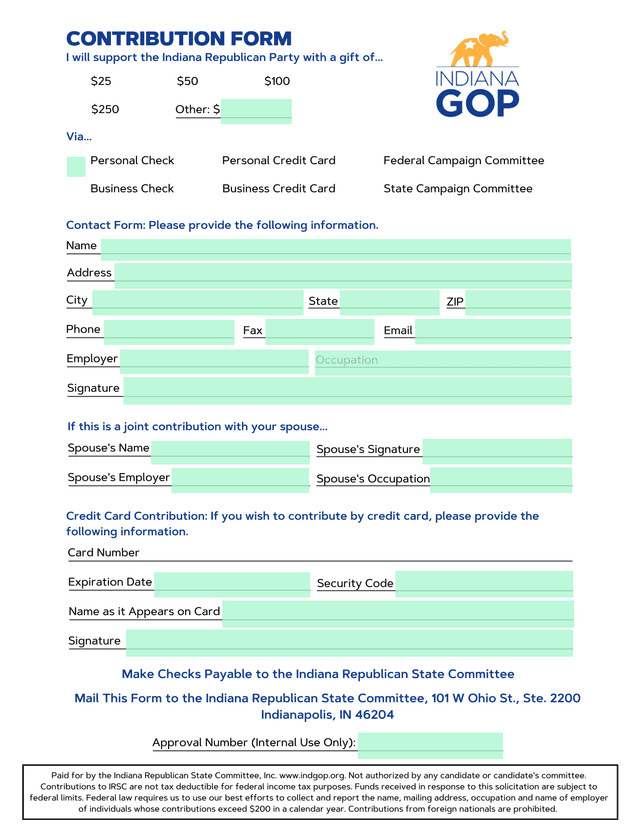CONTRIBUTION FORM screenshot