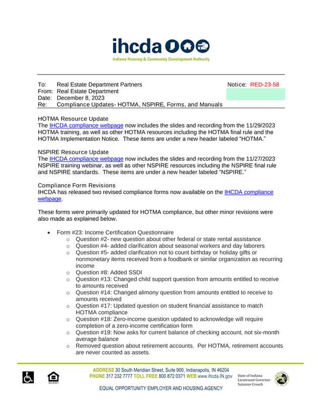 Income Certification Questionnaire (Form 23) screenshot