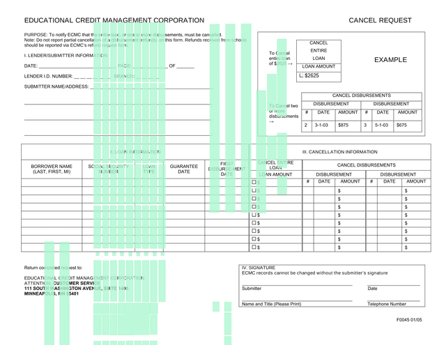 ECMC Cancel Request screenshot