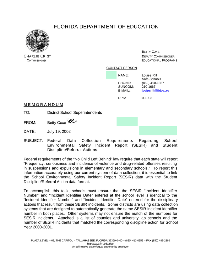 Data Collection Requirements For School Environmental Safety Incident Report (SESIR) And Student Dis screenshot