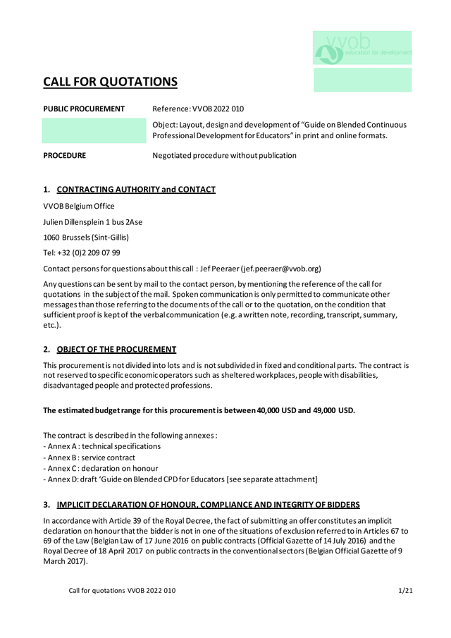 Call For Quotations VVOB 2022 010 screenshot