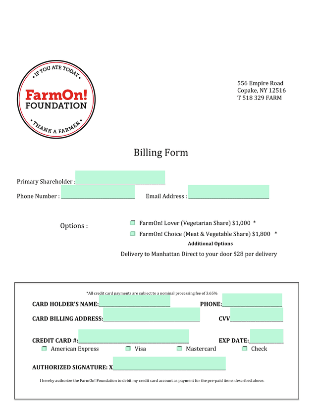 Billing Form screenshot