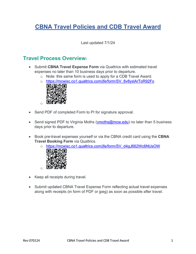 CBNA Travel Policies And CDB Travel Award screenshot