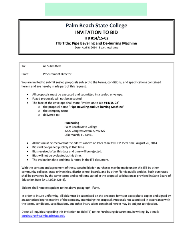 Invitation To Bid 1415 02 screenshot