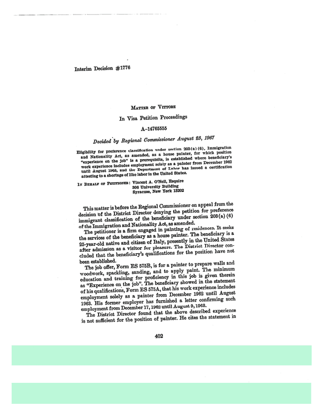 Interim Decision 1776 MATTER OF VITTORE screenshot