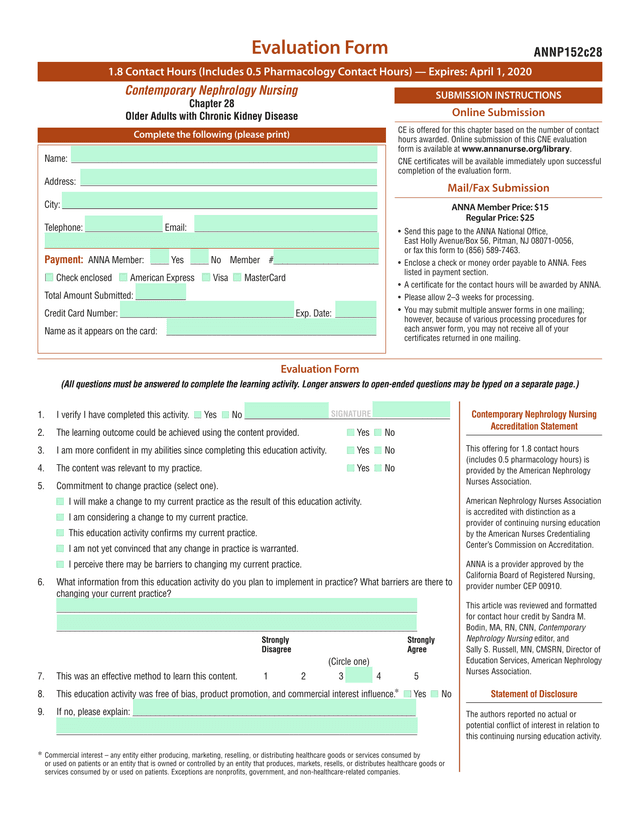 Contemporary Nephrology Nursing   Chapter 28 Continuing Education Form screenshot