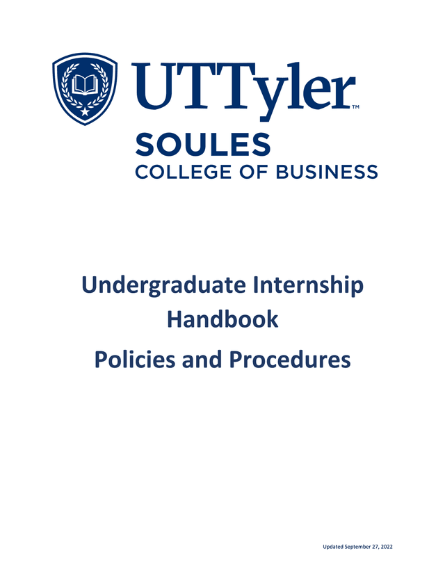 Undergraduate Internship Handbook screenshot