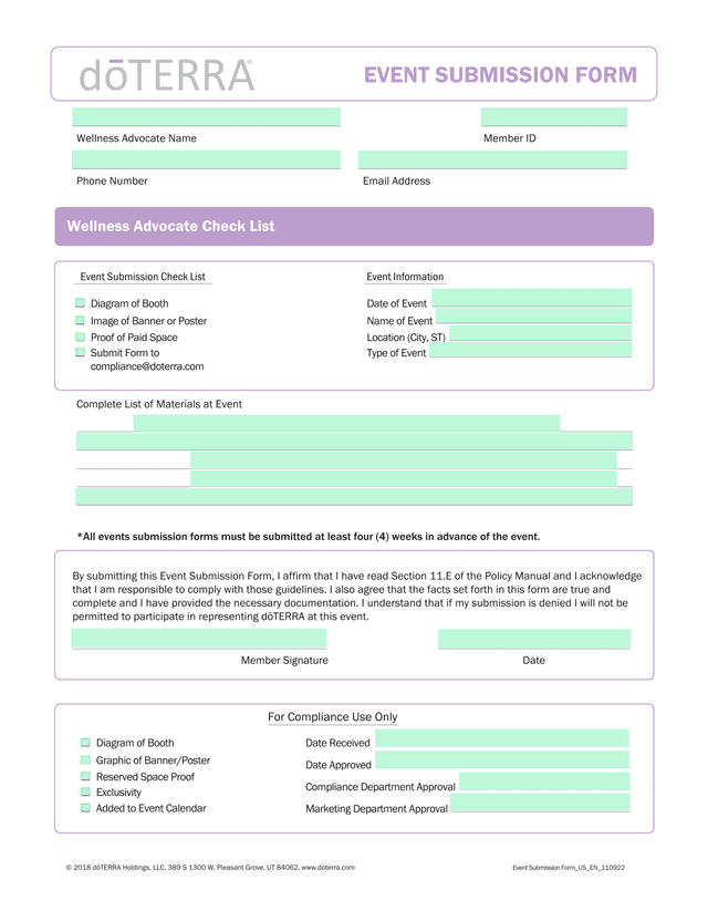 Event Submission Form screenshot