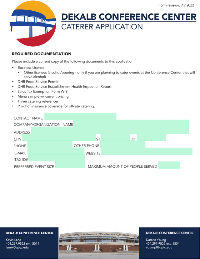 GPTC Conference Centers Caterer Application screenshot