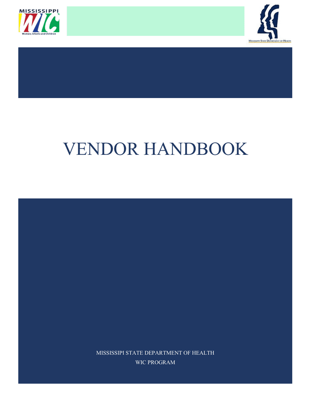 Mississippi State Department Of Health WIC Program Vendor Handbook screenshot