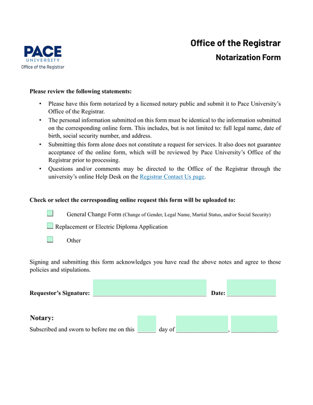 Notarization Form screenshot
