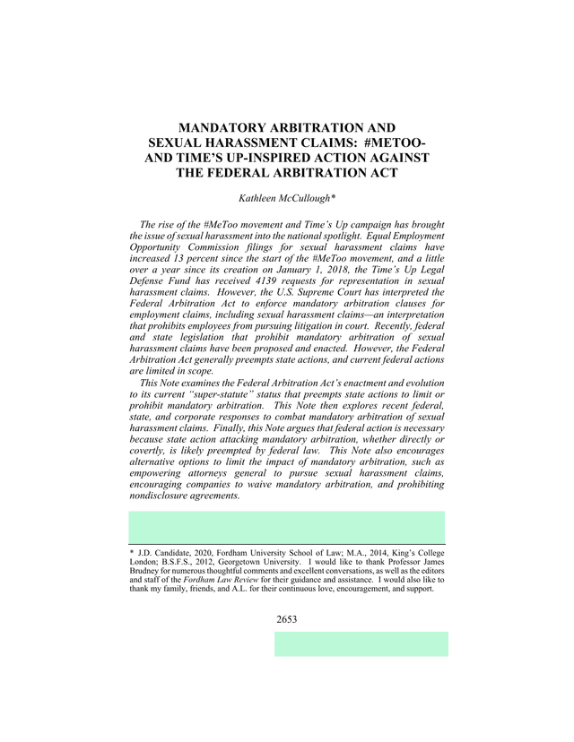 Mandatory Arbitration And Sexual Harassment Claims screenshot