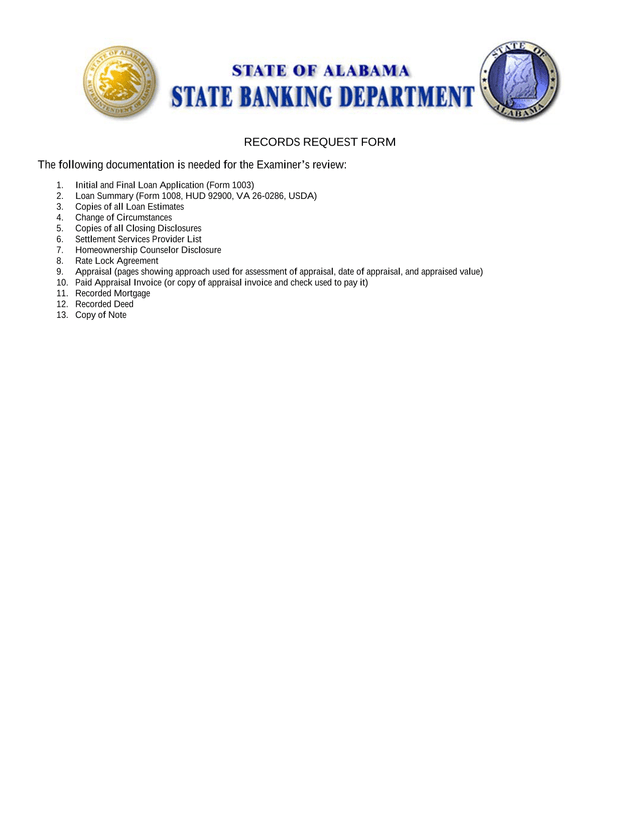 Records Request Form screenshot
