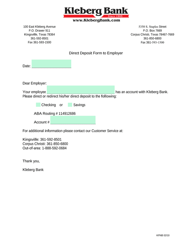 Direct Deposit Form To Employer screenshot