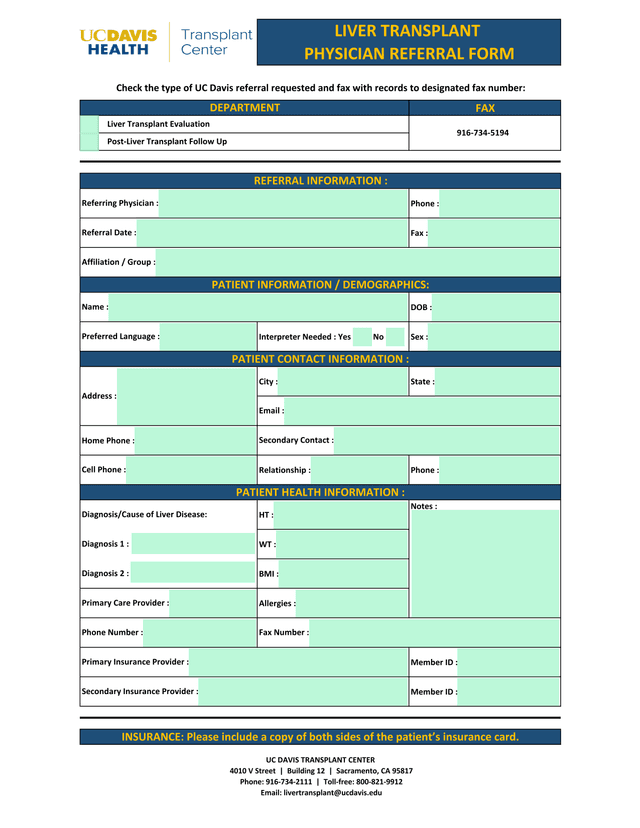 Physician Referral Form screenshot