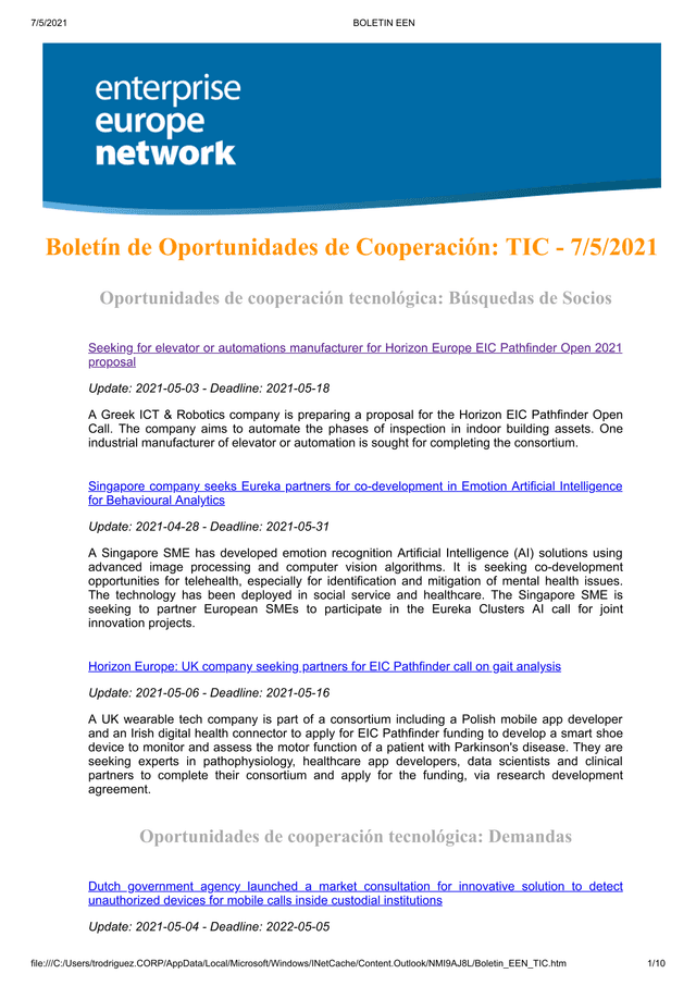 Boletn De Oportunidades De Cooperacin TIC screenshot