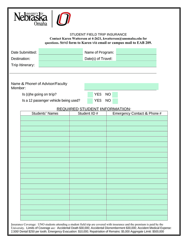 Student Field Trip Insurance screenshot