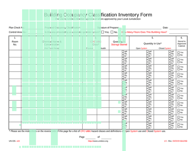 Building Occupancy Classification Inventory Form screenshot
