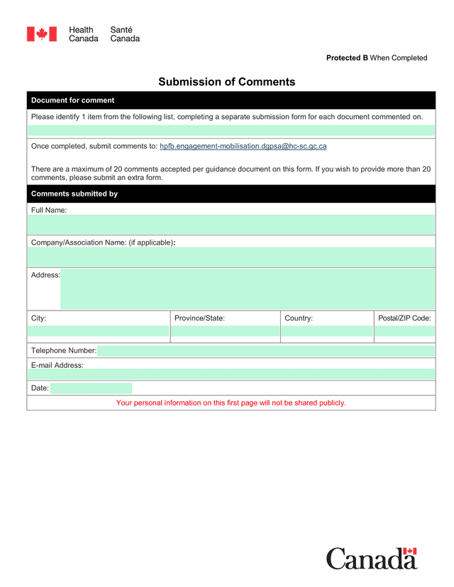 Submission Of Comments screenshot