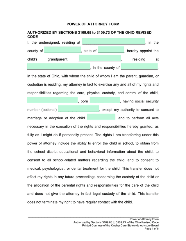 Power Of Attorney Form screenshot