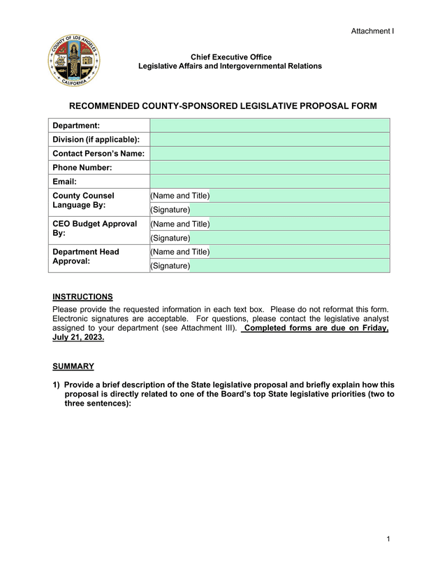 Recommended County Sponsored Legislative Proposal Form screenshot
