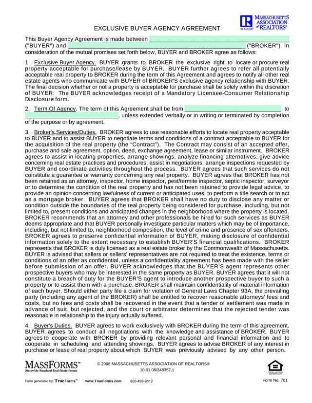 EXCLUSIVE BUYER AGENCY AGREEMENT screenshot