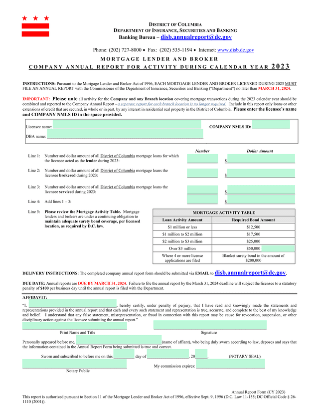 Annual Report Form (CY 2023) screenshot