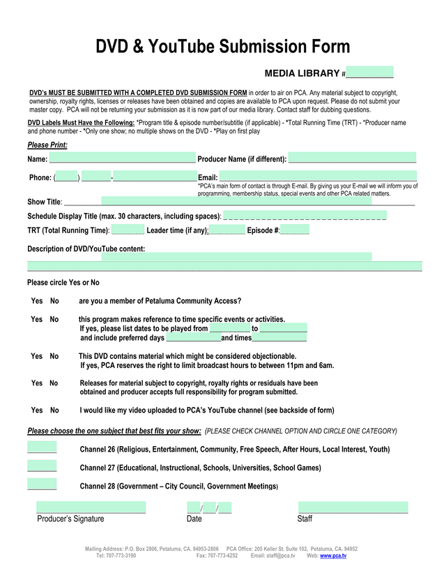 DVD  YouTube Submission Form screenshot