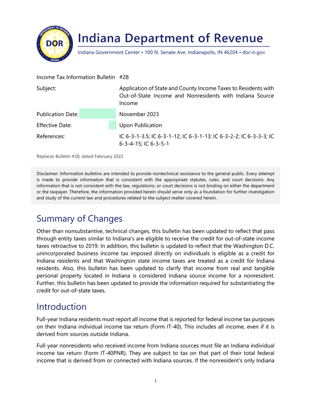 Income Tax Information Bulletin 28 screenshot