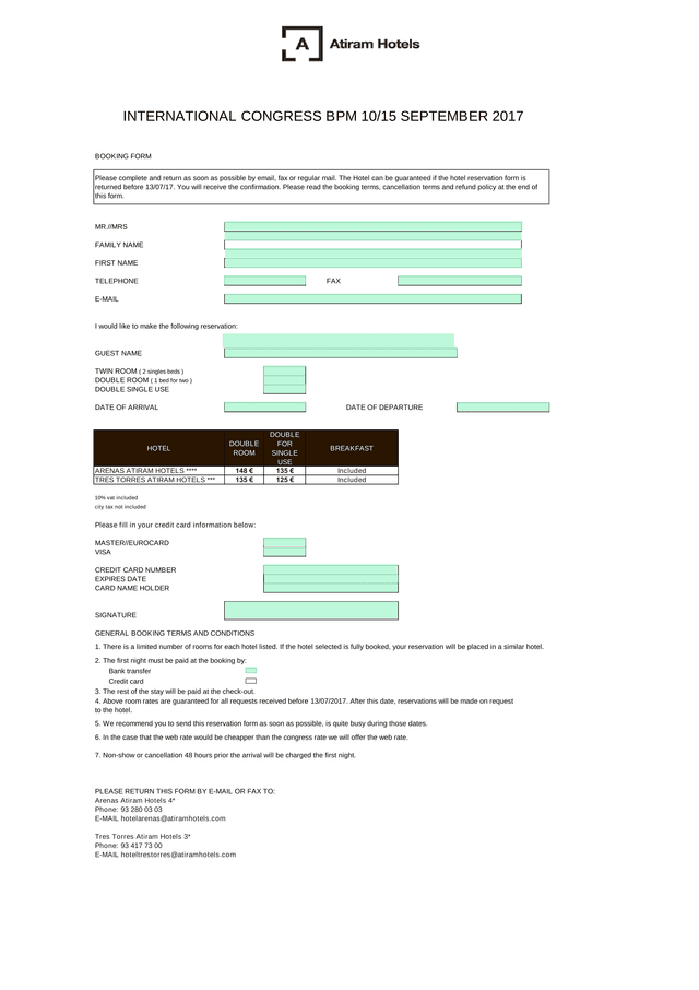 BOOKING FORM screenshot