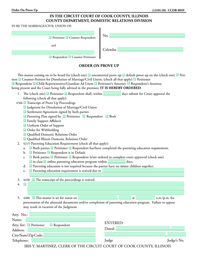 Order On Prove Up screenshot