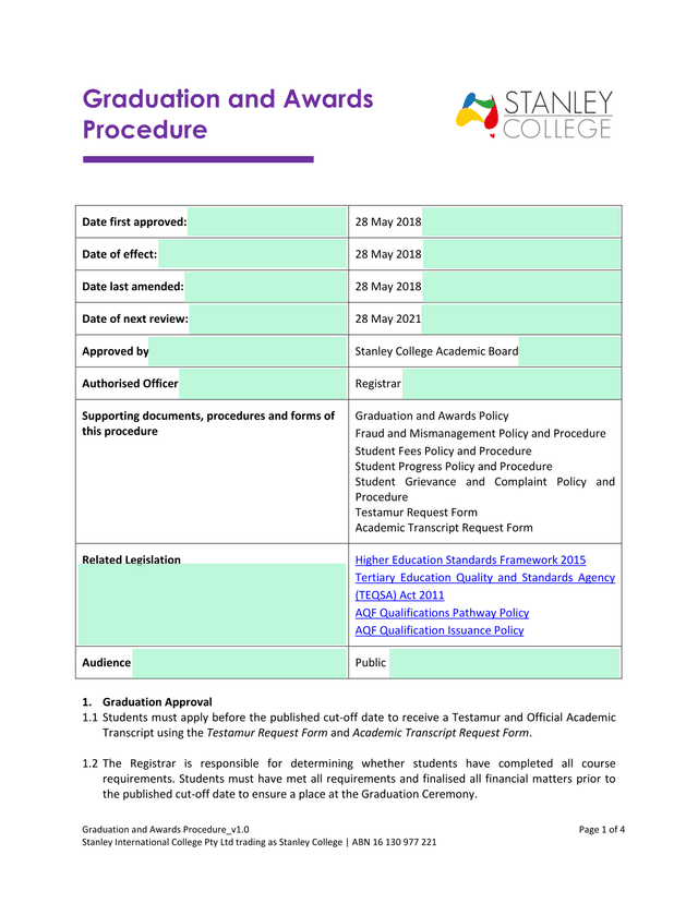 Graduation And Awards Procedure screenshot