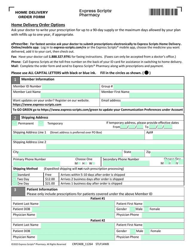 Home Delivery Order Options screenshot