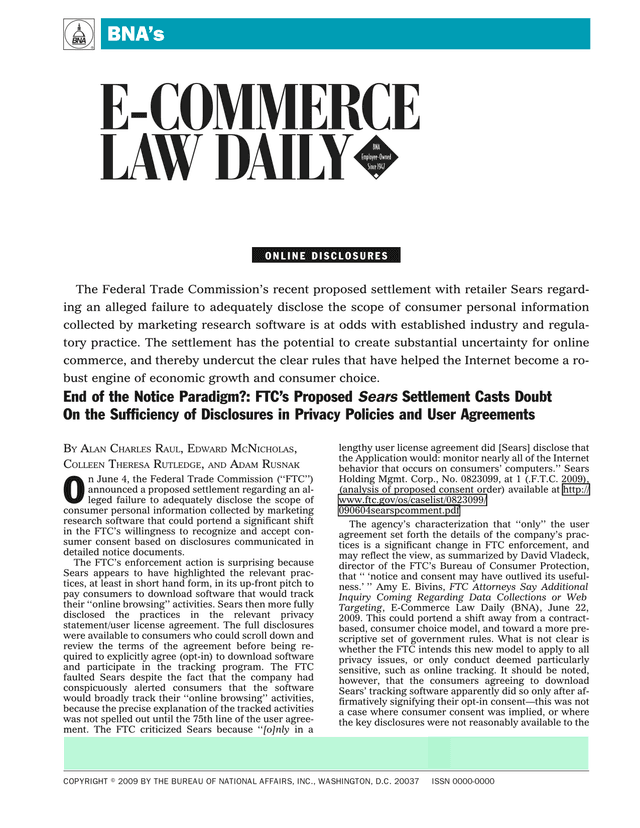 E Commerce Law Daily Online Disclosures screenshot