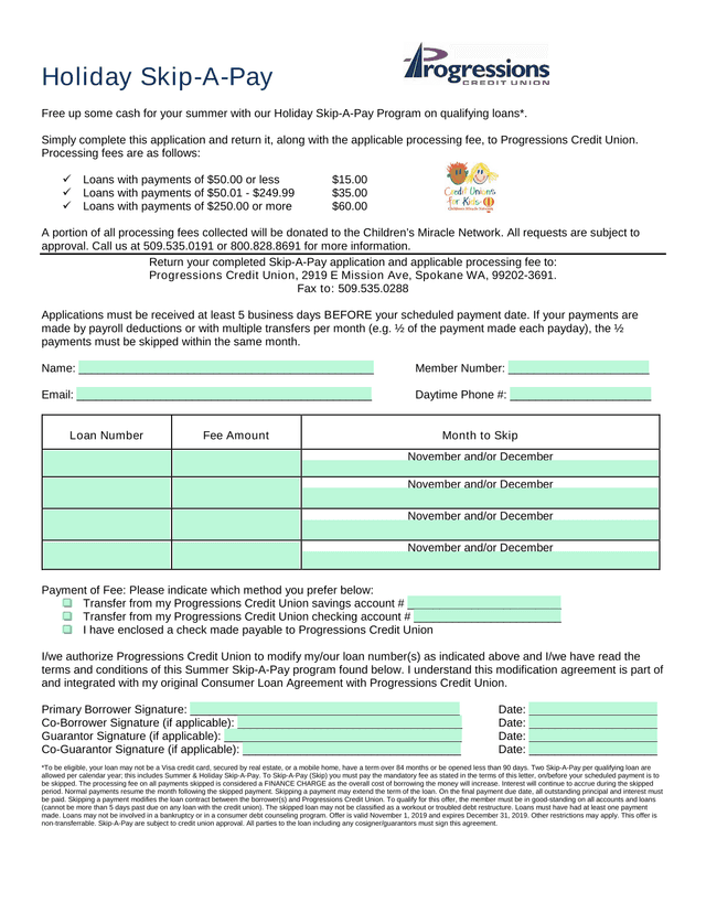 Holiday Skip A Pay Application screenshot