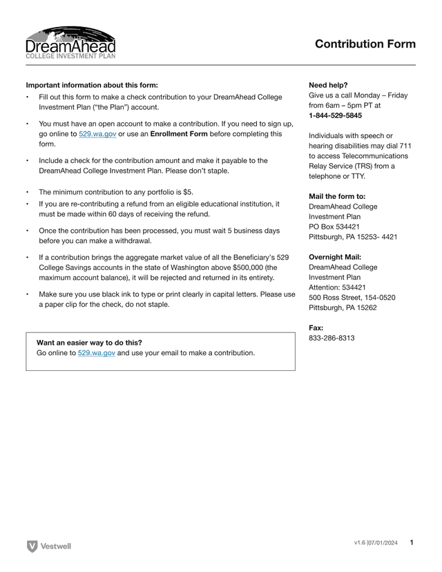 Contribution Form screenshot