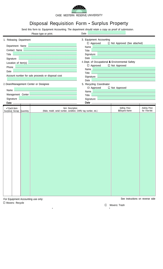 Disposal Requisition Form   Surplus Property screenshot