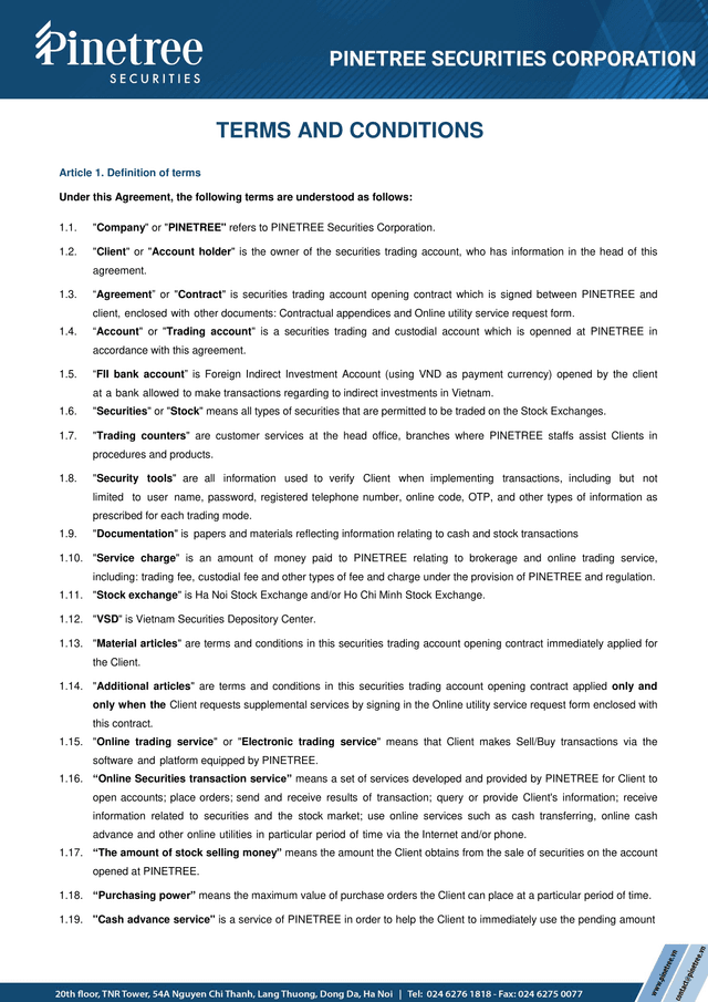 TERMS AND CONDITIONS screenshot