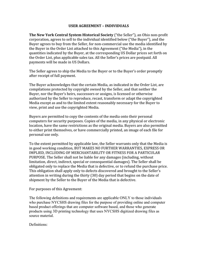 USER AGREEMENT  INDIVIDUALS screenshot