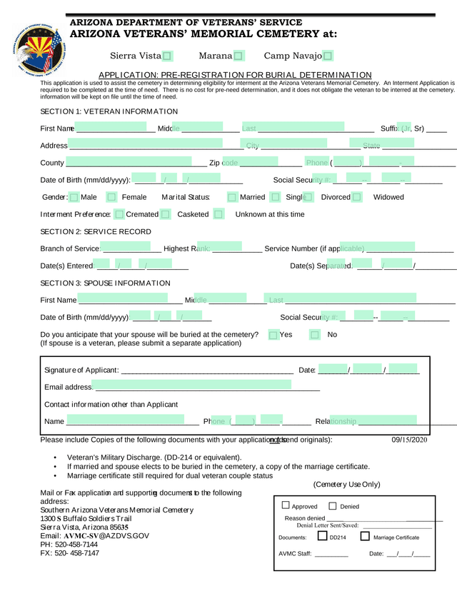 Pre Registration For Burial Determination screenshot