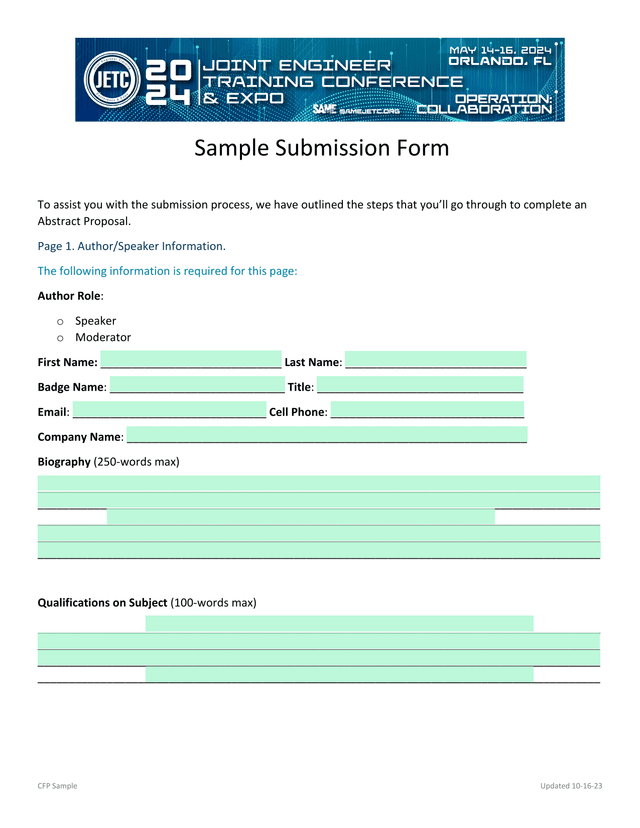 CFP Sample screenshot
