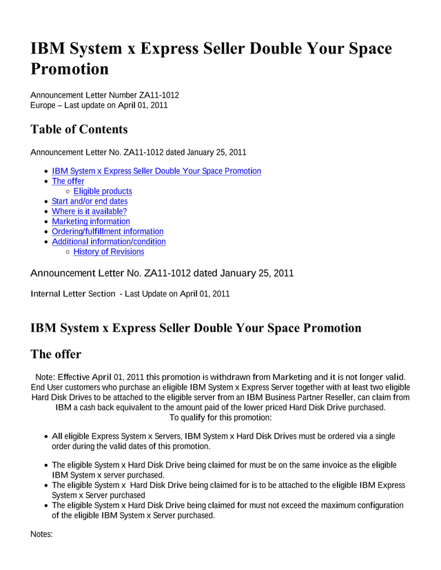 Announcement Letter No. ZA11 1012 screenshot