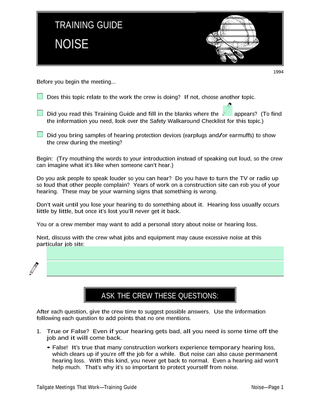 Noise Training Guide screenshot