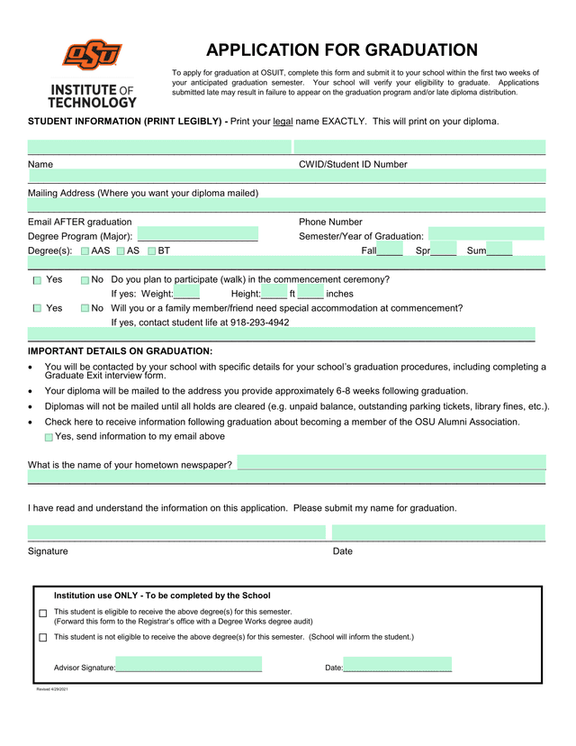 Application For Graduation screenshot