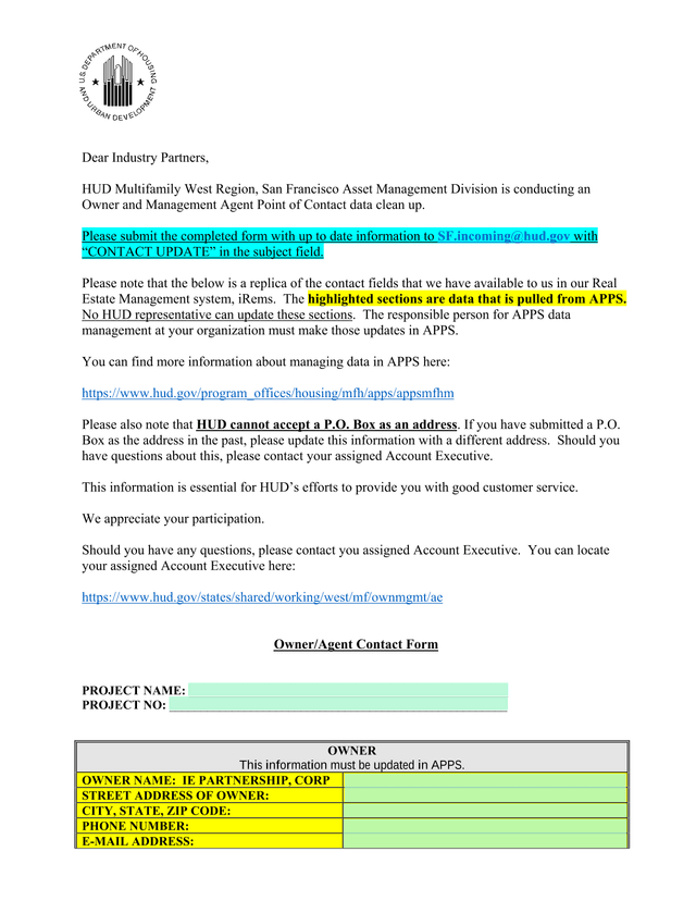 OwnerAgent Contact Form screenshot