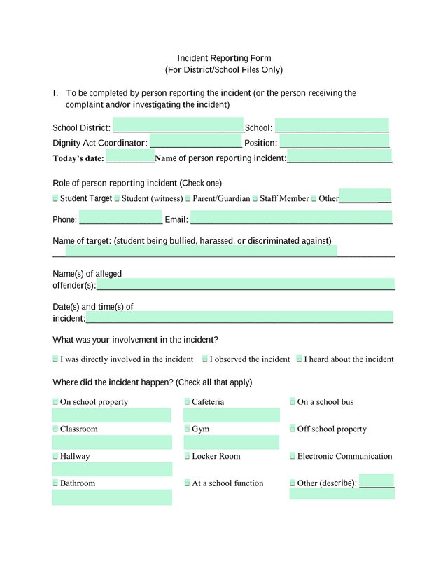 Incident Reporting Form screenshot