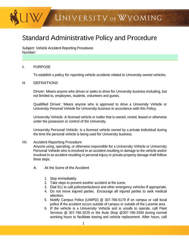 Vehicle Accident Reporting Procedures screenshot